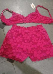 Pink Floral Lingerie Set