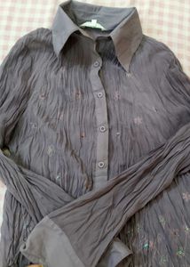 Embellished Crinkle Shirt