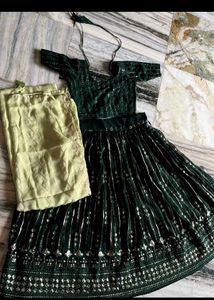 Green Sequin Lehenga Choli Set