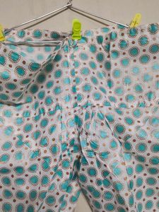 Beautiful Cyan/White Embroidery/Chikankari Kurti