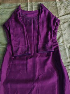 Elegant Embroidered Purple Kurta
