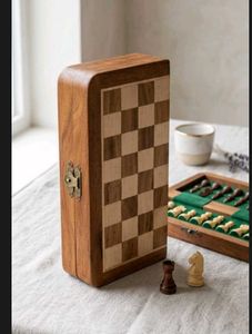 Vintage Wooden Folding Chess Set