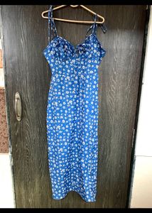 Blue Floral Midi Dress