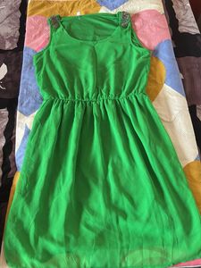 Bright green georgette skater dress