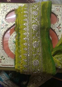 lace, green (light mehendi colour) wichtra fabric