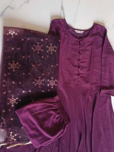 Elegant Purple Anarkali Suit with Dupatta