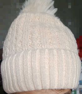 Cozy Cream Knit Beanie with Pom