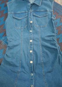 Sleeveless Denim Shirt Dress