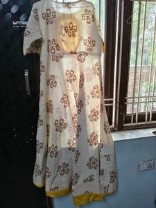 Cream Kurta with Brown Print
