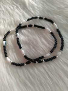 92.5 Silver Black Beads Payal For Women