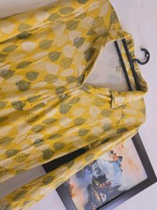 Yellow Leaf Print Kurta