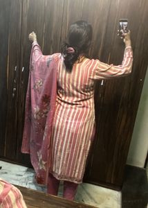 pink kurta set 3 piece
