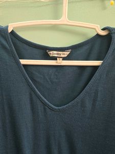 Teal Blue Long Sleeve V-Neck top