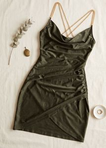 Chic Chain Strap Ruched Mini Dress