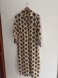 Boho Diamond Print Shirt Dress