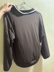Brown Casual Pullover Top