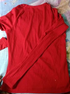 V-Neck Ribbed Long Sleeve Top
