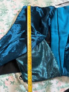 💙One-Shoulder Velvet &amp; Sequin Mini Dress