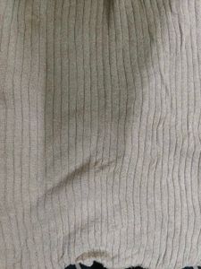 Ribbed V-Neck Top with Black Trim