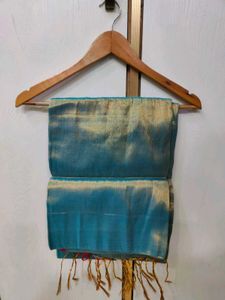 Beautiful Teal Saree with Golden Accents