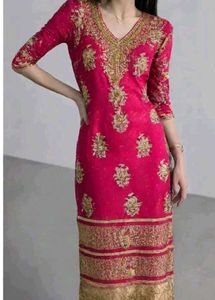 Beautiful Rose Pink Floral Kurti
