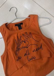 Orange "We All Need Love" Graphic Tank Top