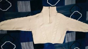 Cream Cable Knit Quarter Zip Sweater