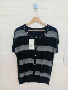 striped Button-Down Tee
