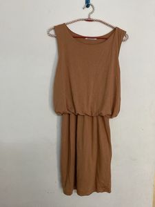Casual Brown Sleeveless Mini Dress