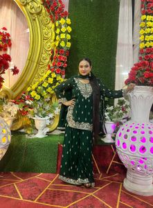 Elegant Green Kurta Set with Palazzo