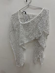 Shein White Lace Overlay Crop Top
