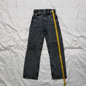 Gray Acid Wash Mom Jeans