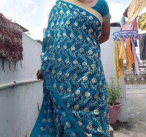 Beautiful Teal Embroidered Saree