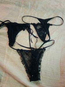 Sexy Black Thong Set