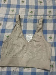 Cream Cable Knit Cropped Tank Top