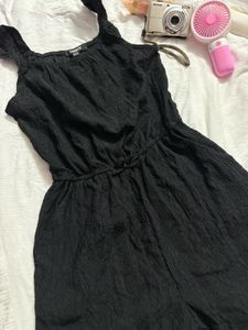 Chic Black Textured Romper