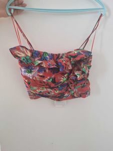 Zara Floral Print Strapless Dress