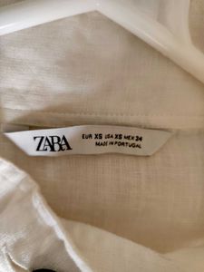 Zara Cream Linen Button Up Top