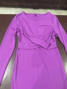 Newme Elegant  Purple Long Sleeve Dress