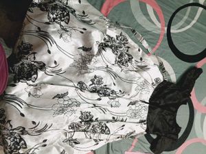Elegant Black &amp; White Floral Gown