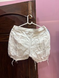 Denim Shorts with Rainbow Stripes