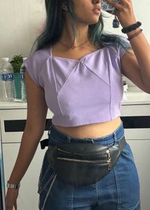 Lilac Cap Sleeve Sweetheart Neck Top