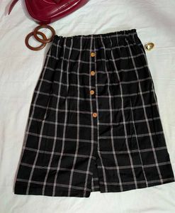 Black & White Checkered Button-Up Skirt