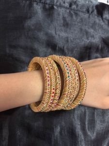 Sparkling Multicolored Stone Bangles Set (total8)
