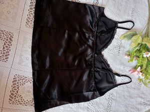 H&amp;M Lace Trimmed Satin Top