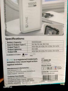 LYNE 10000mAh Fast Charging Power Bank