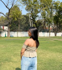 Off-Shoulder westside noun Smocked Peplum Top
