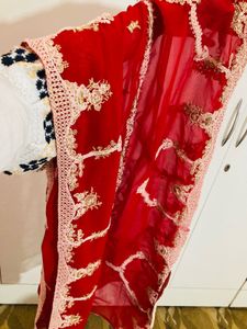Pakistani Elegant Red Embroidered Kurta Set
