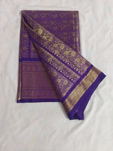 Elegant Purple Saree with Gold Weave