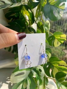 Blue Beaded Drop Earrings